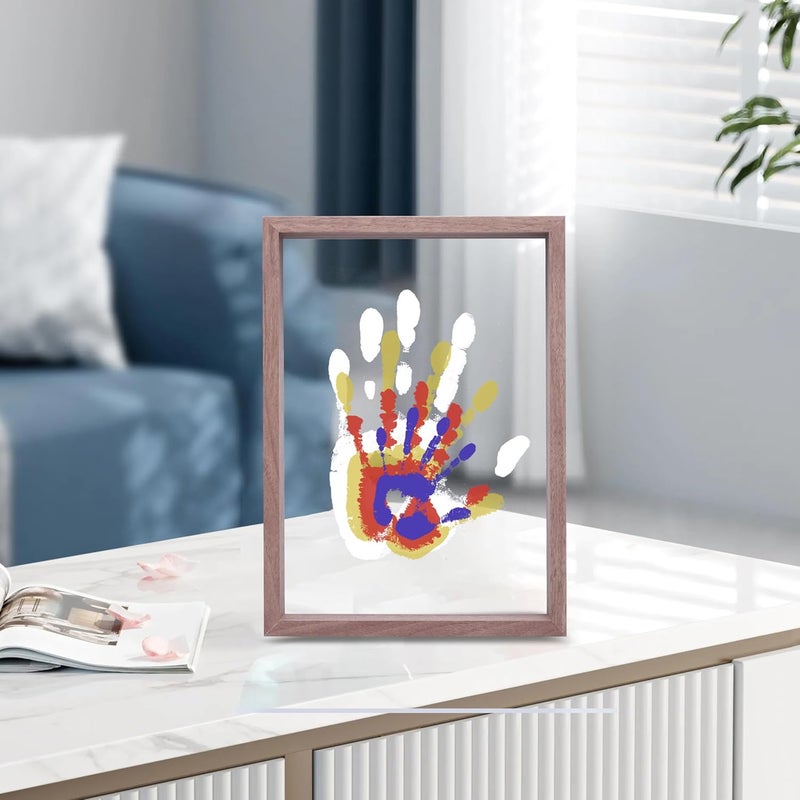 CHERRY CHEERS Family Handprint Kit, DIY Craft Keepsake Wooden Frame, Endless Gift Set, Non-Toxic Paints, Transparent Sheets (Brown) - Image 2